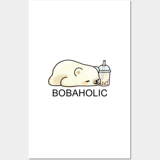 Bobaholic Little Polar Bear Chilling with it's Boba Tea Posters and Art